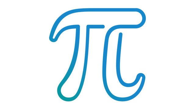 Blue gradient Pi mathematical constant symbol vector icon illustration. Minimalist line art for science, education, geometry, and algebra. Scalable flat graphic for school and university projects.
