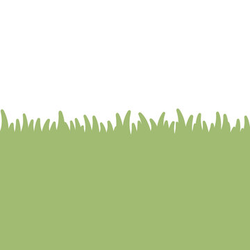 Green grass border on white background, simple illustration