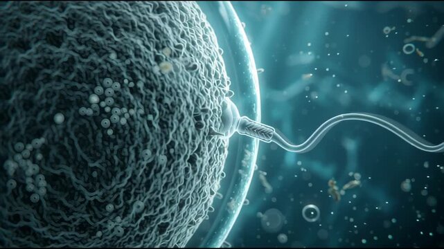sperm cell approaching egg in vitro fertilization