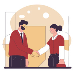 Fototapeta premium Two Business Partners Shaking Hands After Successful Agreement in Office