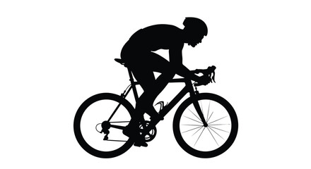 Fototapeta premium A cyclist rides a road bike in a stark black silhouette