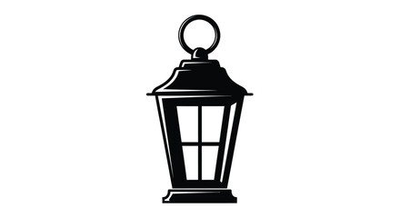 Vintage lantern illustration in a striking black silhouette © Nazrul