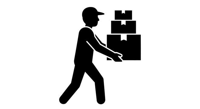 Man carrying stack of boxes.