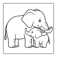Fototapeta premium Mother’s Day animal coloring page for kids