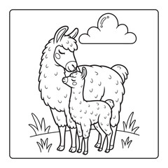 Fototapeta premium Mother’s Day animal coloring page for kids