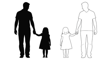 Father and daughter walking contrasting outlines create a striking silhouette © Nazrul