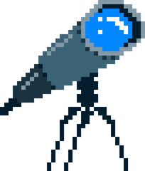 Fototapeta premium Telescope On Tripod Pixel Art