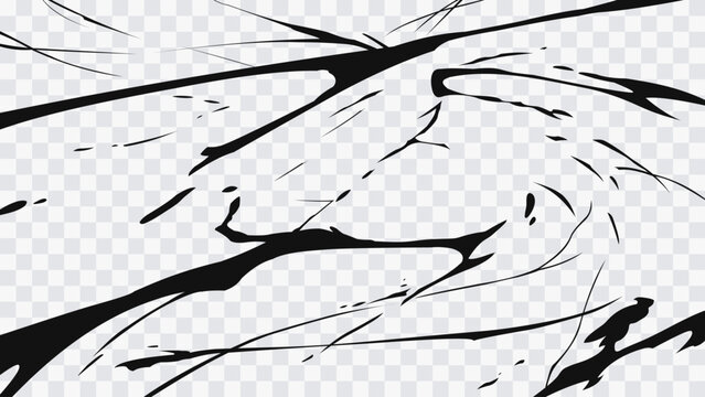 Irregular manga-style streaks convey speed, impact, and tension, ideal for action scenes, comic effects, and dynamic graphic overlays on transparent background.