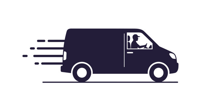 Black silhouette of a delivery van.
