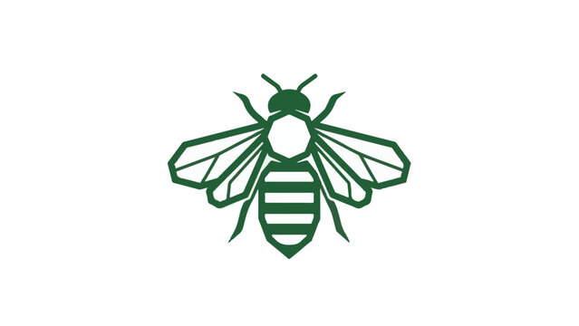 Detailed green illustration of a bee with geometric patterns on its body Vector, illustration