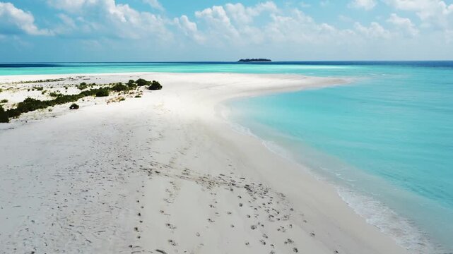 Footsteps On Sand Of The Maldives Coast 
