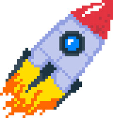 Fototapeta premium Rocket Launch Pixel Art