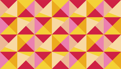 Fototapeta premium Seamless geometric pattern with vibrant pink, yellow, and cream triangles.