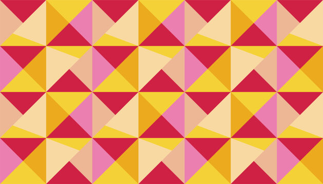 Seamless geometric pattern with vibrant pink, yellow, and cream triangles.