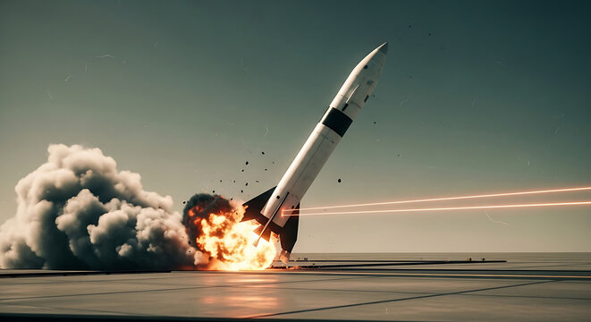 rocket crash and launch failure with a dramatic missile explosion during a catastrophic space launch event