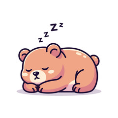 Cute sleeping bear cub cartoon illustration. © Arviz