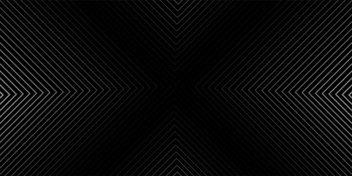 Dark line arrow background. Linear triangle repeating pattern. Striped halftone gradient texture. Thin to thick transition stripe backdrop for poster, cover, banner. Vector masculine sporty wallpaper