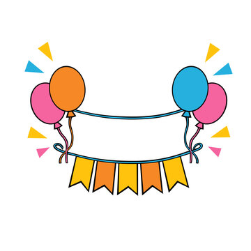 Birthday Ribbon & balloons vector illustration