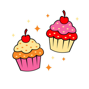 set of cupcakes Vector Illustration
