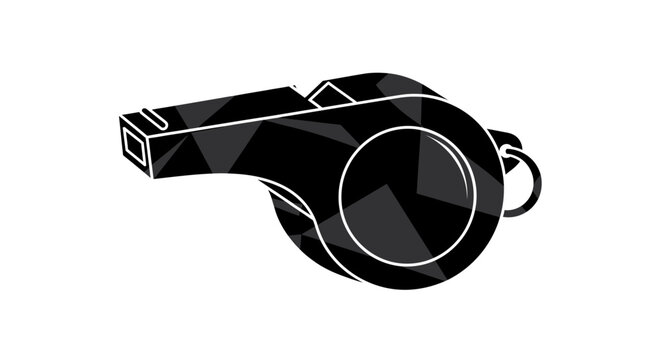 Black and white referee sports whistle.
