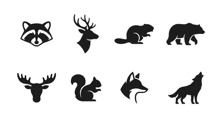 Fototapeta premium Wild Forest Animals Silhouette Collection for Design