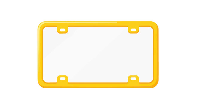 Yellow License Plate Frame Holder with Clear Cover, Isolated on White Background