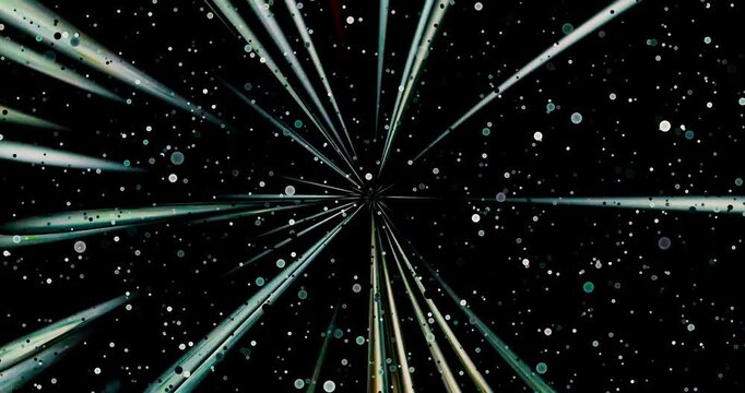 Sfondo astratto : raggi luminosi e particelle vaganti nello spazio