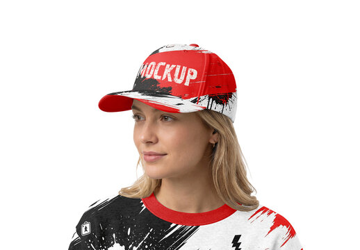 Cap Mockup Snapback In Young Woman