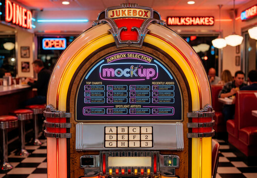 Retro Jukebox Top Glass Dome Panel Mockup