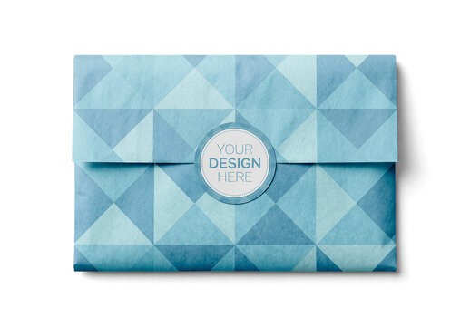 Wrapping Paper Tissue With Rounded Sticker Mockup