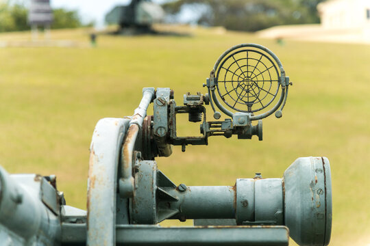 Cuba, Havana.  Military Museum at Morro Fort.   Gunsight on 1960's Soviet era artillery piece.  