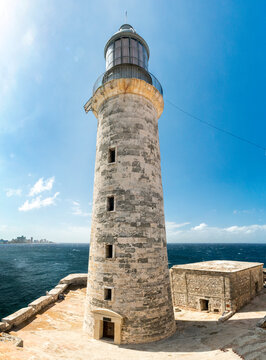 Cuba, Havana.  The Lighthouse of the El Morro castle.  Faro Castillo del Morro