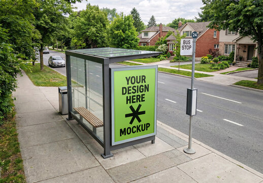 Bus Stop Outdoor Vertical Mockup
