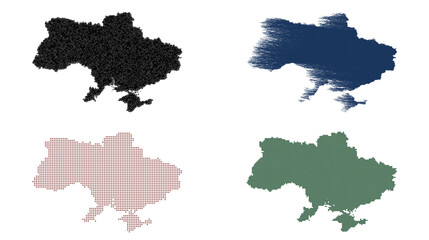 Obraz premium Ukraine country map in four abstract pattern styles