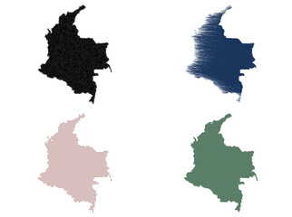 Fototapeta premium Colombia country map in four abstract pattern styles
