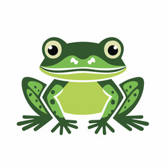 Obraz premium Cartoon illustration of a green frog with big eyes isolated on white background