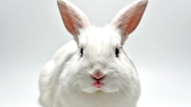 White rabbit looking directly at camera.