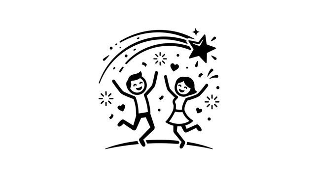Joyful Couple Celebrating Under Shooting Star