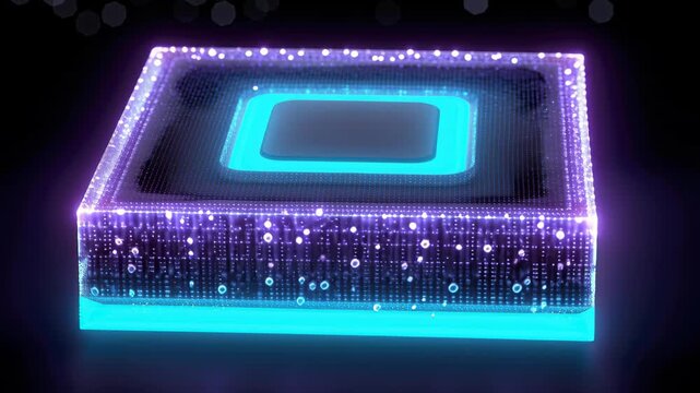 Advanced Chip Visualization: A captivating visual representation of an advanced microchip, showcasing its intricate internal structure and the complex circuitry that powers modern technology. 