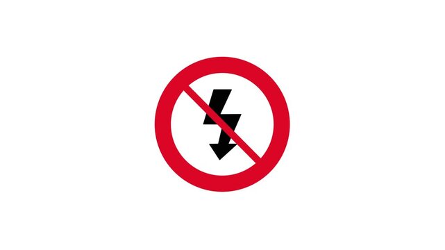 No High Voltage animation - Restriction Icon Symbol on transparent Background, 4k video