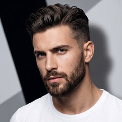 Fototapeta premium Closeup of a man posing on an abstract background