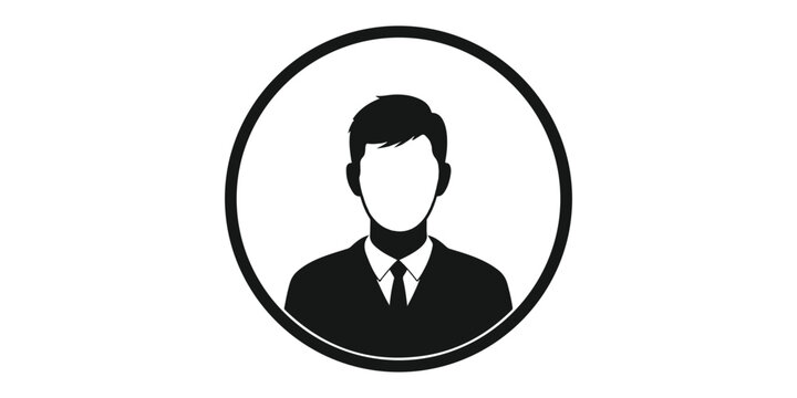 Professional silhouette of a man wearing a suit and tie in a circular frame