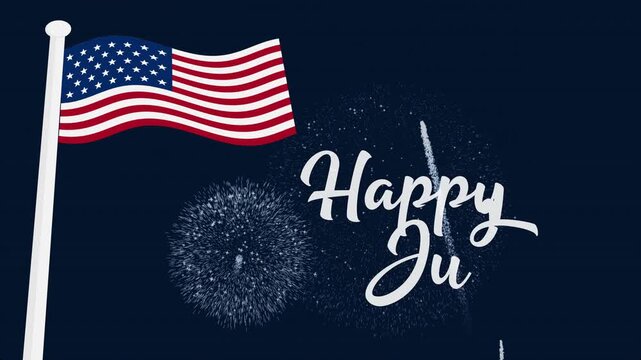 American flag and happy 4th of july text for patriotic celebrations, independence day promotions, holiday graphics, party invitations, and social media posts.