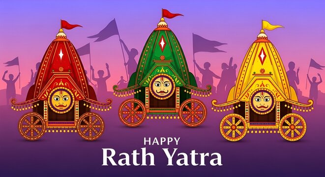 Ratha Yatra of Lord Jagannath, Balabhadra and Subhadra on Chariot