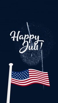 American flag and happy 4th of july text for patriotic celebrations, independence day promotions, holiday graphics, party invitations, and social media posts.