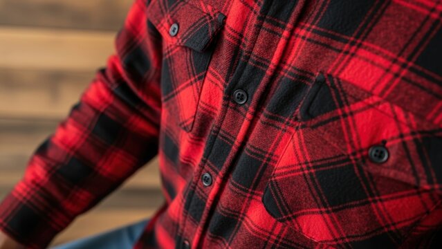 Red and black buffalo plaid flannel shirt.
