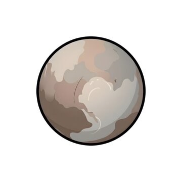 Pluto Dwarf Planet Cartoon Vector Illustration Isolated on White