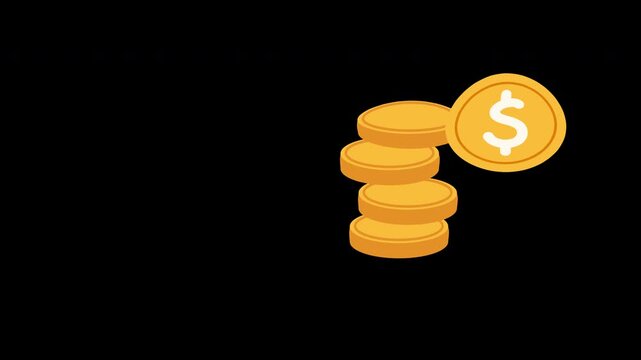 Animated dollar coins decreasing from a stack