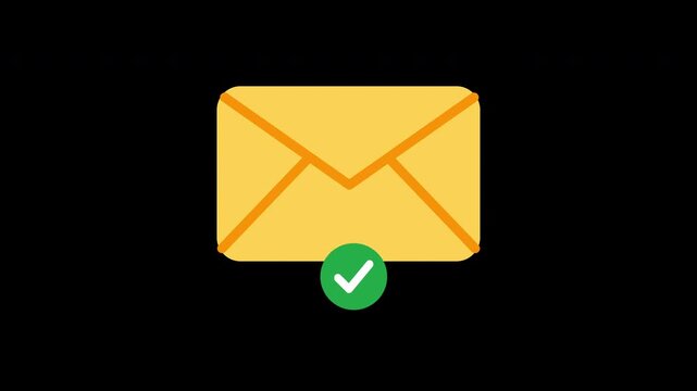 Email envelope with a check mark symbol. Animated mail check mark on white background. Mail check mark icon animation. mail check mark