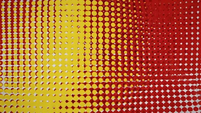 Abstract Red and Yellow Dot Pattern Transition Background.